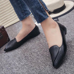 Plain Flat Point Toe Date Comfort Flats - Pavacat