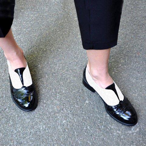 Plus Size Color Block Oxford Shoes Casual Pu Slip On Loafers - Pavacat