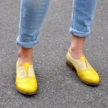 Plus Size Color Block Oxford Shoes Casual Pu Slip On Loafers - Pavacat