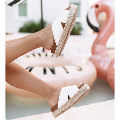 Plus Size Peep Toe Platform Sandals Slip-on Slippers Sandals Pavacat 