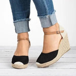Plus Size Wedges Ankle Strap Espadrilles Wedges Sandals Sandals Pavacat US5.5(LABEL SIZE 35) Black 