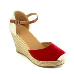 Plus Size Wedges Ankle Strap Espadrilles Wedges Sandals Sandals Pavacat US5.5(LABEL SIZE 35) Red 
