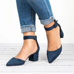 Pointed Toe Chunky Heel Pumps Adjustable Buckle Heel Sandals Sandals Pavacat 