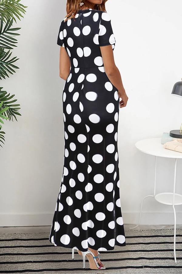 Striped V Neck Casual Midi Dress Dress 5201904110309 