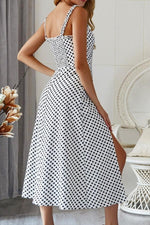 Polka Dot Sleevleess Slit Dress - Pavacat