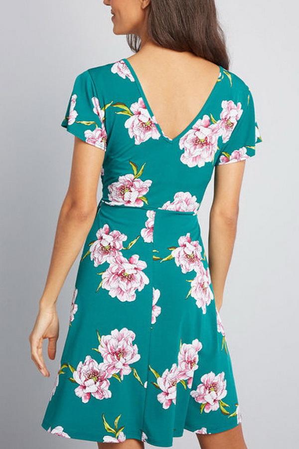 Chiffon A-line V-colar Dress Dress 5201906151552 