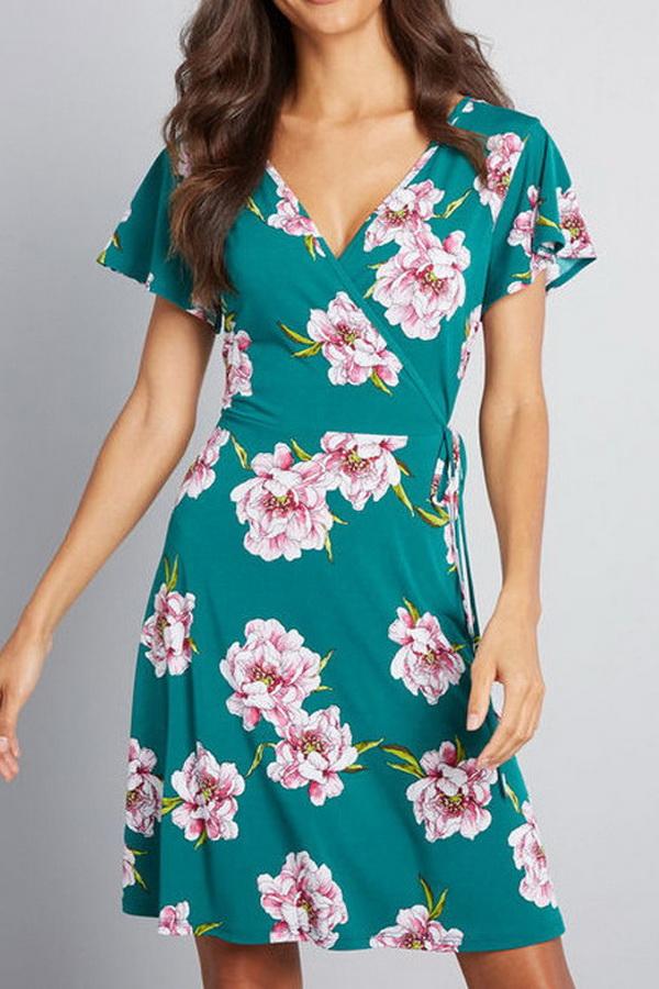 Chiffon A-line V-colar Dress Dress 5201906151552 
