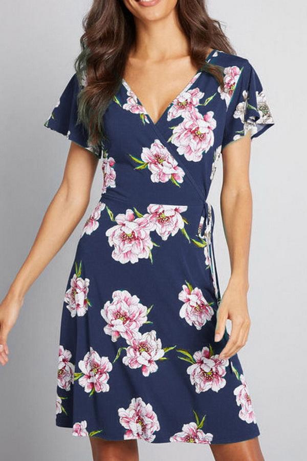 Chiffon A-line V-colar Dress Dress 5201906151552 