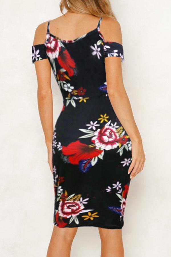 Printing Condole Belt Dress Dress 5201905080500 L white 