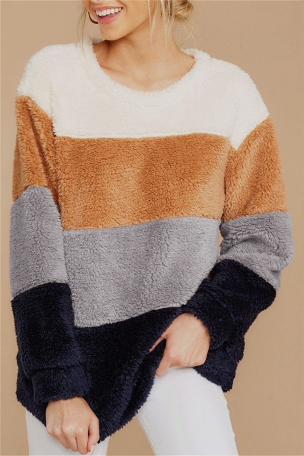 Puffy Color Block Slim Sweatshirt - Pavacat