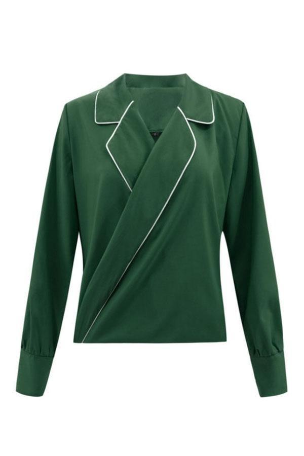 Pure Color V Neck Loose Blouse Blouses & Shirts 5201901221602 