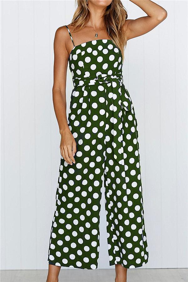 Retro Point Camisole Jumpsuit Jumpsuits & Rompers 5201812281531 S green 