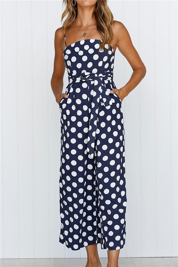 Retro Point Camisole Jumpsuit Jumpsuits & Rompers 5201812281531 S navy 