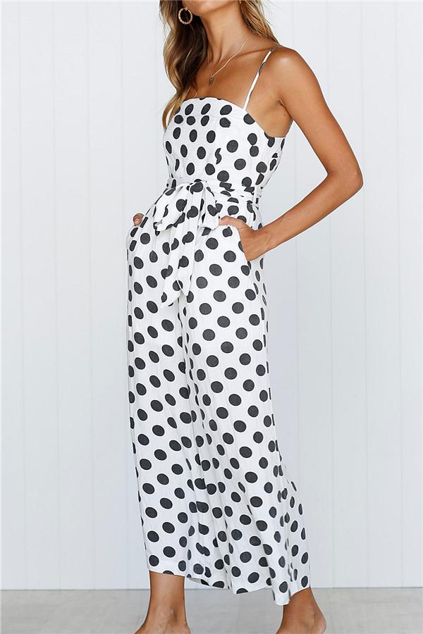 Retro Point Camisole Jumpsuit Jumpsuits & Rompers 5201812281531 S white 
