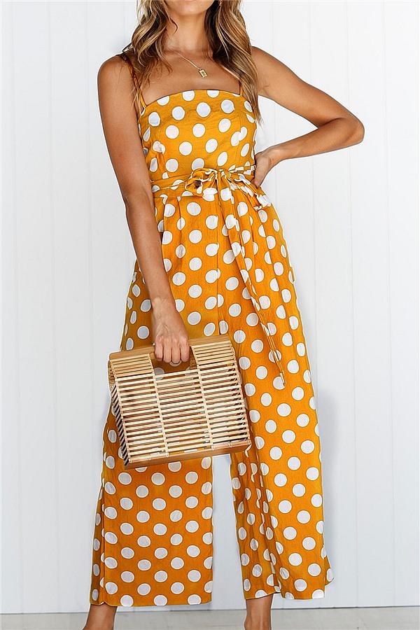 Retro Point Camisole Jumpsuit Jumpsuits & Rompers 5201812281531 S yellow 