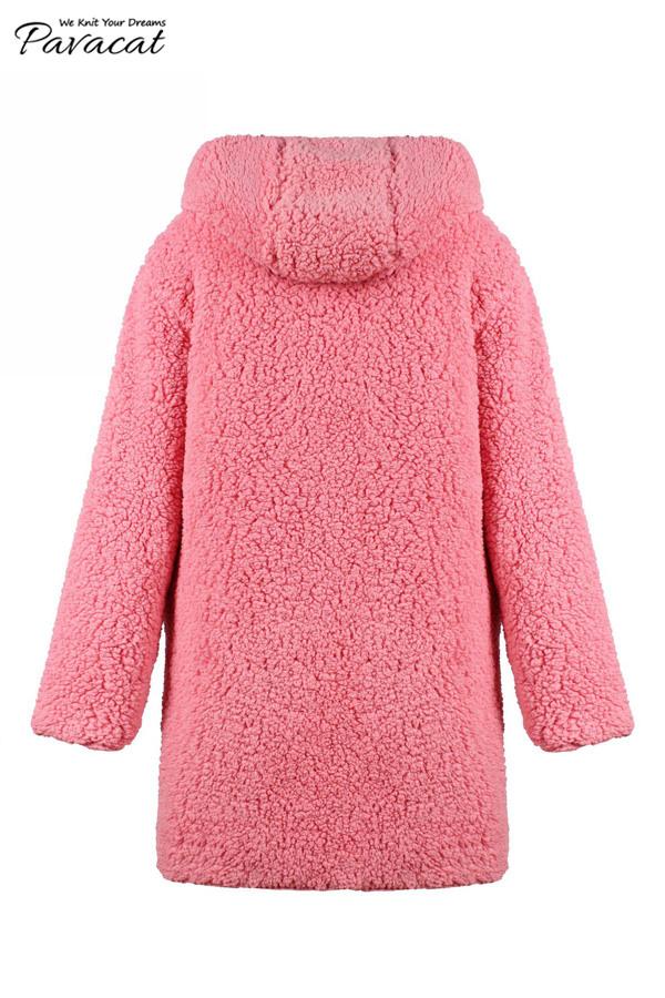 Reversible Faux Lambswool Thick Jacket Coat Simplee 
