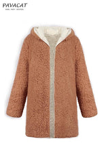 Reversible Faux Lambswool Thick Jacket - Purple/Black Coat Simplee 