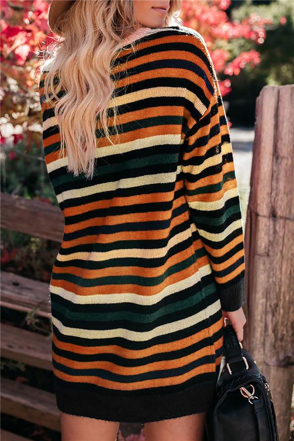 Round Neck Striped Loose Dress Pullover 5201812281308 
