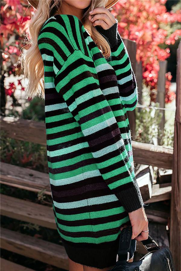Round Neck Striped Loose Dress Pullover 5201812281308 