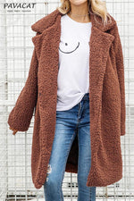 Round the 70's World Wool Blend Coat - Khaki Coat Aliexpress S Brown 