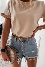 Ruffles Short Sleeve All-Match Loose T-Shirt - Pavacat