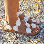 s Beach White Summer Flat Flower Sandals Holiady Slippers Sandals Pavacat 