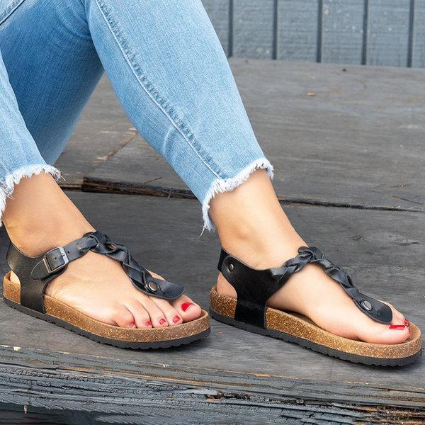 Sandals Casual Flip Flops Beach Shoes Sandals Pavacat US5.5(LABEL SIZE 35) Black 