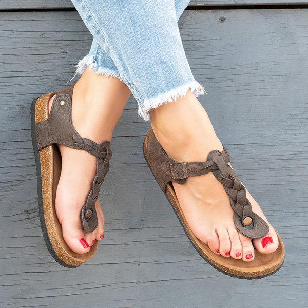 Sandals Casual Flip Flops Beach Shoes Sandals Pavacat US5.5(LABEL SIZE 35) Coffee 