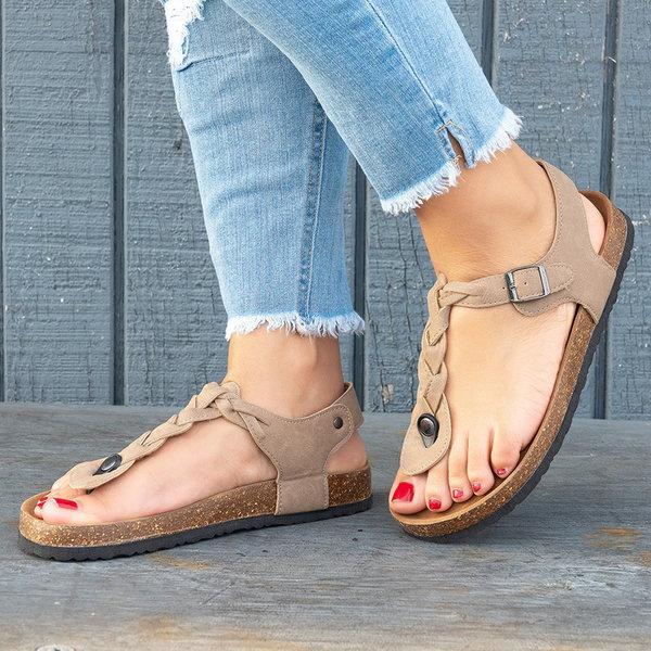 Sandals Casual Flip Flops Beach Shoes Sandals Pavacat US5.5(LABEL SIZE 35) Khaki 