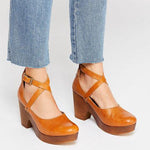 Slip-on Artificial Leather Round Toe Sandals Sandals Pavacat 