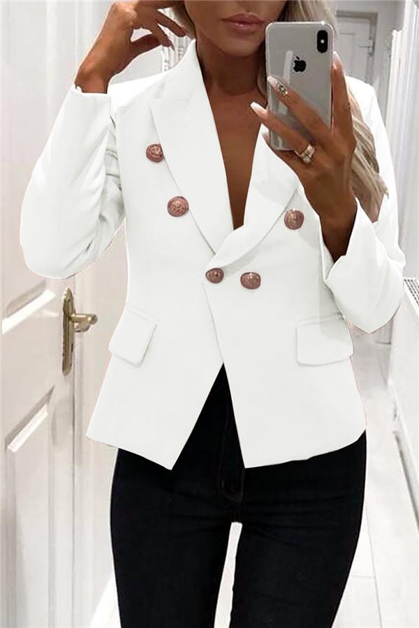 Solid Color Buttons Blazer Jacket 5201812281308 