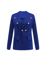 Solid Color Buttons Blazer Jacket 5201812281308 L blue 