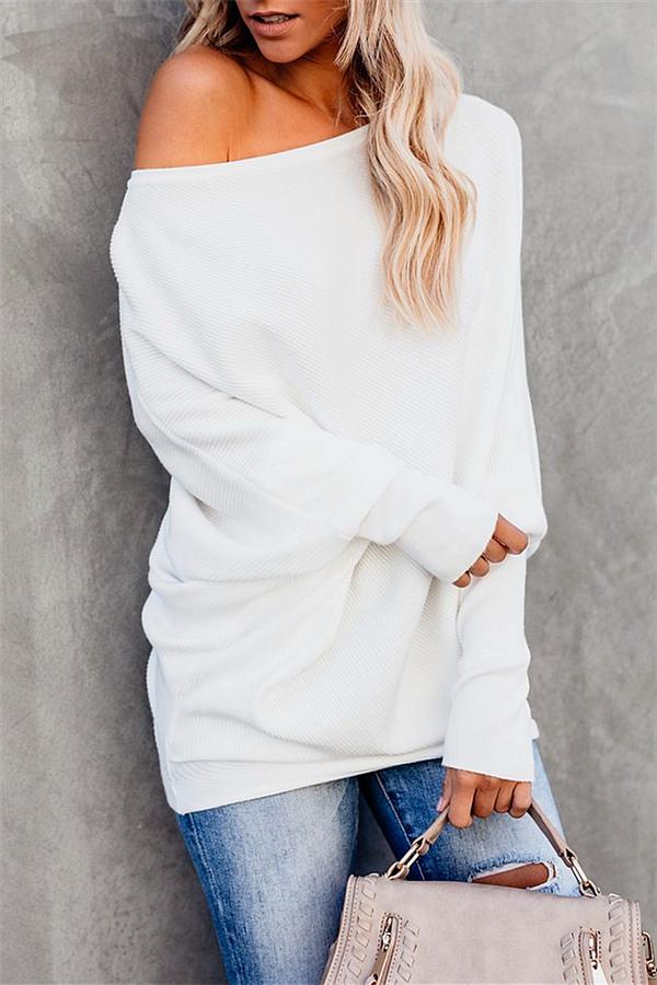 Solid Color Drop Shoulder Sweater Pullover 5201812281531 