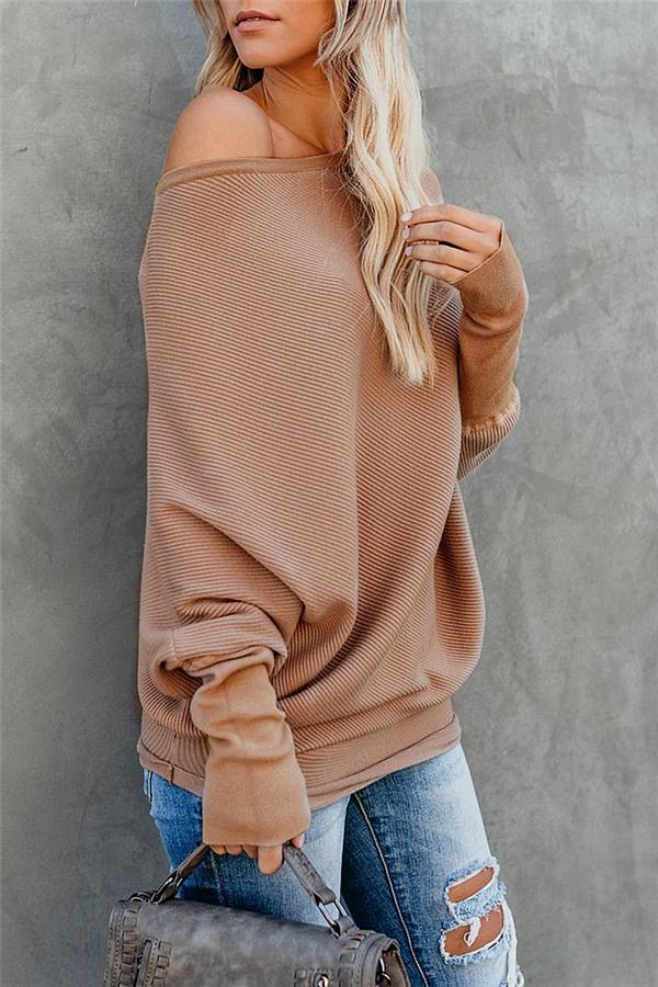 Solid Color Drop Shoulder Sweater Pullover 5201812281531 