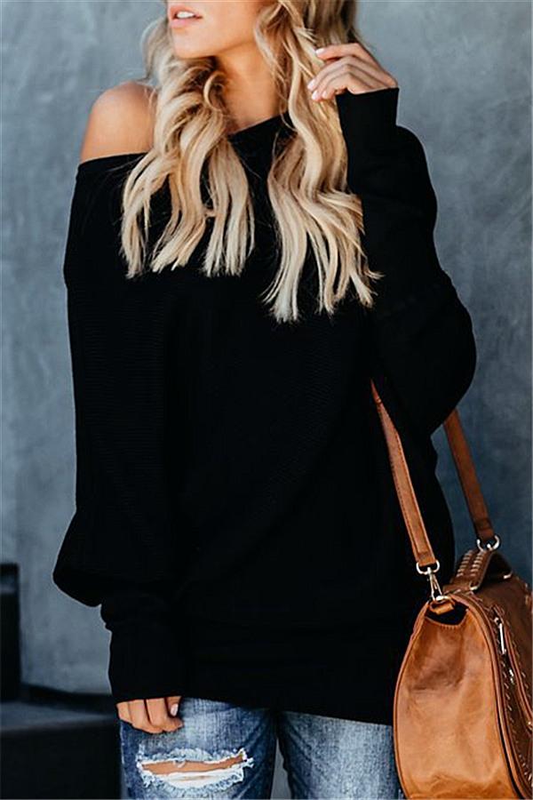 Solid Color Drop Shoulder Sweater Pullover 5201812281531 
