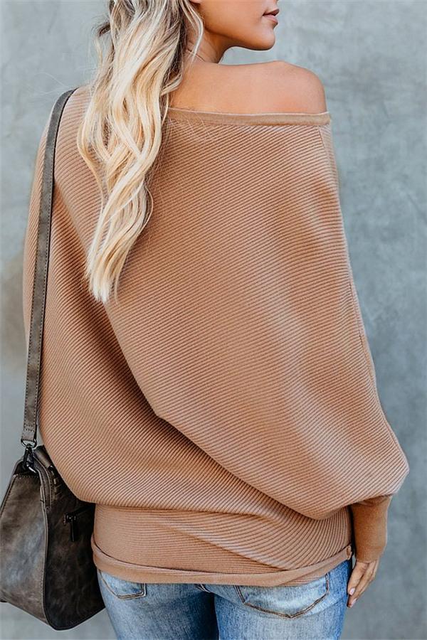 Solid Color Drop Shoulder Sweater Pullover 5201812281531 