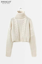 Solid Color High Neck Loose Sweater Pullover 5201808222328 