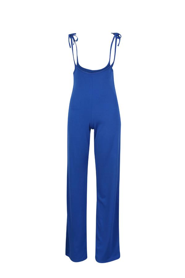 Solid Color Slim Suspenders Pants 5201902090929 L blue 