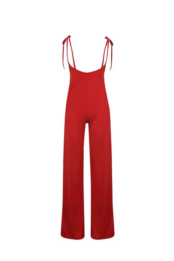 Solid Color Slim Suspenders Pants 5201902090929 L red 
