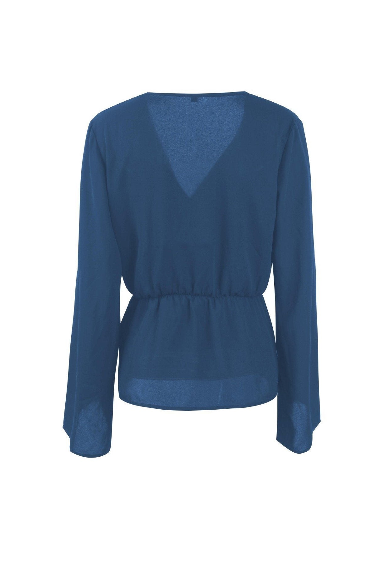 Solid Color V Neck Knot Blouse Blouses & Shirts 5201812281531 