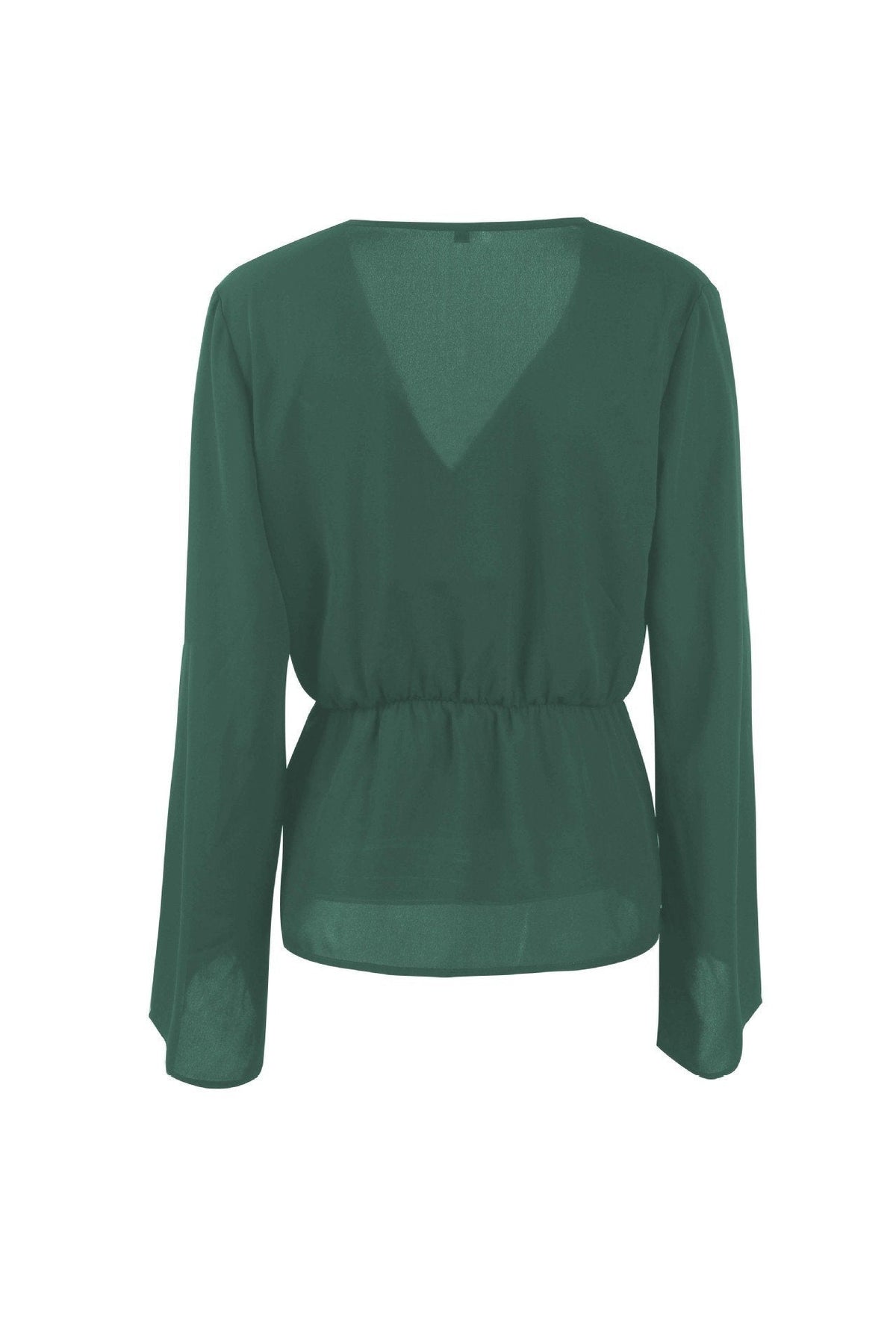 Solid Color V Neck Knot Blouse Blouses & Shirts 5201812281531 
