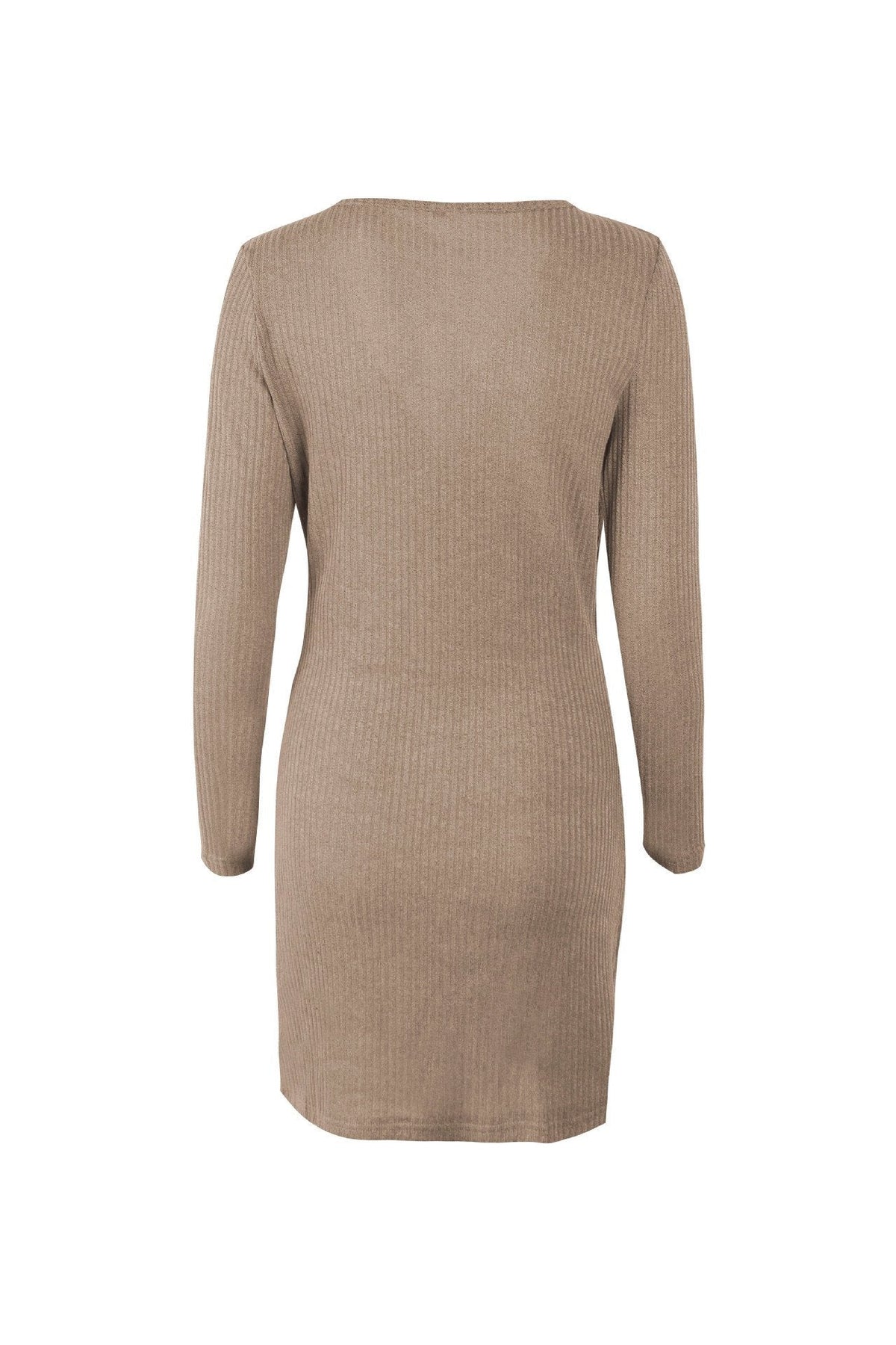 Solid Color V Neck Wrap Sweater Dress Pullover 5201812281531 