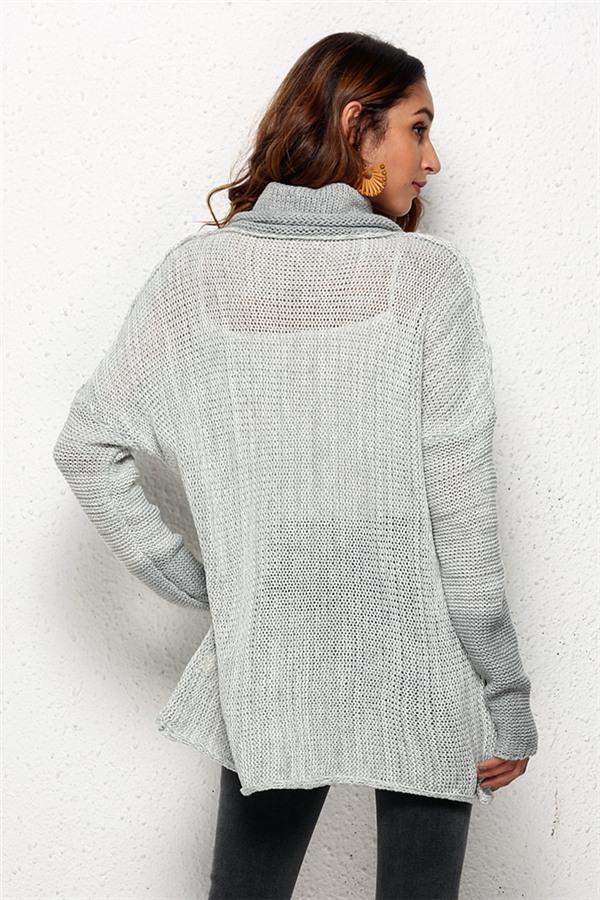 Spliced Turtleneck Loose Pullover Sweater Pullover Pavacat 