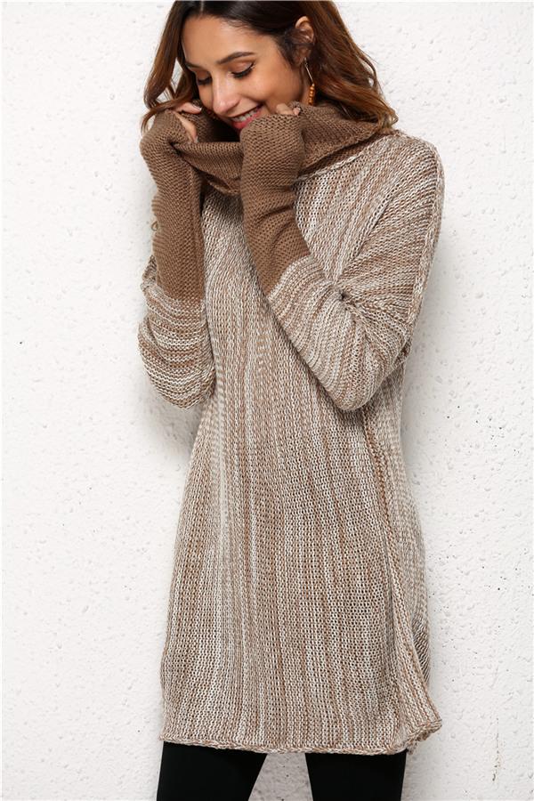 Spliced Turtleneck Loose Pullover Sweater Pullover Pavacat 
