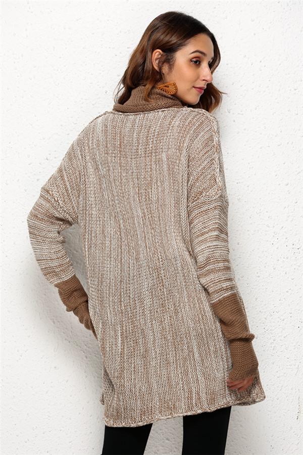 Spliced Turtleneck Loose Pullover Sweater Pullover Pavacat 