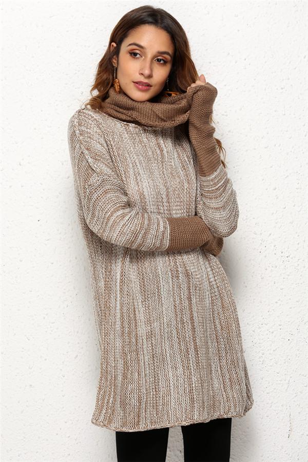 Spliced Turtleneck Loose Pullover Sweater Pullover Pavacat 