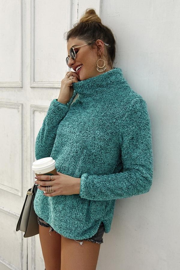 Streetwear Plain High Neck Sweater - Pavacat