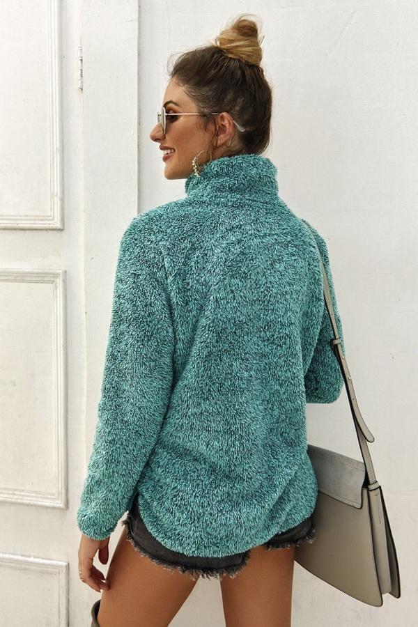 Streetwear Plain High Neck Sweater - Pavacat