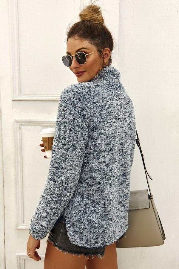 Streetwear Plain High Neck Sweater - Pavacat