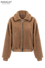 Teddy Bear Furry Faux Fur Jacket Coat Simplee 